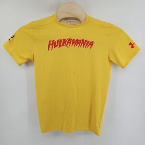 Under Armour Hulkamania Compression T Shirt Mens XL Yellow Heatgear WWE
